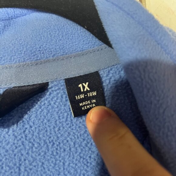 Land's End Pullover Fleece Quarter Zip Sweater Royal Blue Size 1X Oeko-Tex - Picture 7 of 9